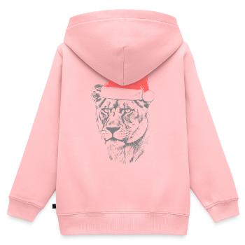 Löwin Weihnachtsmütze - Kinder Premium Organic Zip Hoodie - Rosa - Hinten - AI Model Kid Female (0cm)