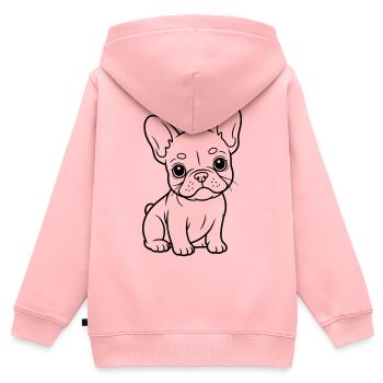 Kleiner Bulldog Linienporträt - Kinder Premium Organic Zip Hoodie - Rosa - Hinten - AI Model Kid Female (0cm)