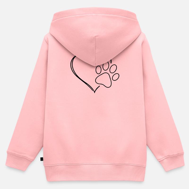 Cœur et patte - Sweat Premium à capuche zippé enfant bio - rose