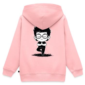 Schwarz-Weiß Zen-Yoga-Meditationsstudent - Kinder Premium Organic Zip Hoodie - Rosa - Hinten - AI Model Kid Female (0cm)