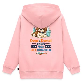 Soins dentaires pour chiens : vie plus lumineuse - Sweat Premium à capuche zippé enfant bio - rose - Dos - AI Model Kid Female (0cm)