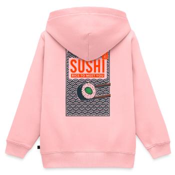 Rice pour te rencontrer - Sweat Premium à capuche zippé enfant bio - rose - Dos - AI Model Kid Female (0cm)