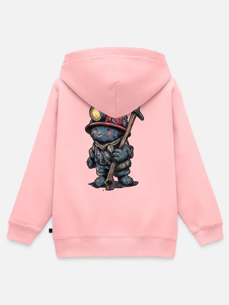 Bergmann Kumpel mit Helm und Grubenlampe - Kinder Premium Organic Zip Hoodie - Rosa