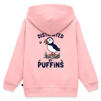 Facilement distrait par les macareux Papageitaucher - Sweat Premium à capuche zippé enfant bio - rose - Dos - AI Model Kid Female (0cm)