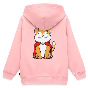 Katzenprinz - Kinder Premium Organic Zip Hoodie - Rosa - Hinten - AI Model Kid Female (0cm)