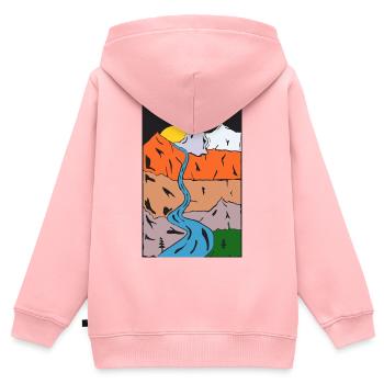 Gebirgsfluss Sonnenuntergang Panorama - Kinder Premium Organic Zip Hoodie - Rosa - Hinten - AI Model Kid Female (0cm)