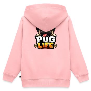 Pug Life Cartoon-Emblem - Kinder Premium Organic Zip Hoodie - Rosa - Hinten - AI Model Kid Female (0cm)