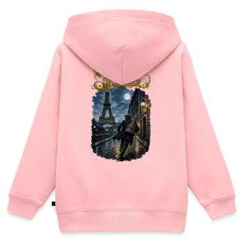 Paris bei Vollmond - Kinder Premium Organic Zip Hoodie - Rosa - Hinten - AI Model Kid Female (0cm)