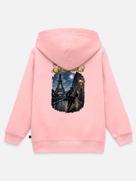 Paris bei Vollmond - Kinder Premium Organic Zip Hoodie - Rosa