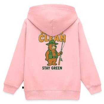 Eco Bear Bleib sauber Bleib grün - Kinder Premium Organic Zip Hoodie - Rosa - Hinten - AI Model Kid Female (0cm)