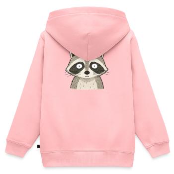 TINY ACTIVISTS | Waschbär - Kinder Premium Organic Zip Hoodie - Rosa - Hinten - AI Model Kid Female (0cm)