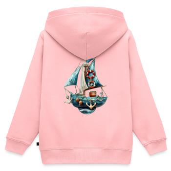Vintage-blaue Segelyacht - Kinder Premium Organic Zip Hoodie - Rosa - Hinten - AI Model Kid Female (0cm)