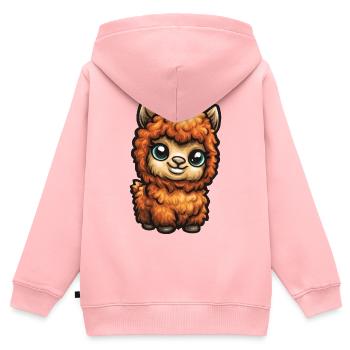 Fluffige Alpaka - Kinder Premium Organic Zip Hoodie - Rosa - Hinten - AI Model Kid Female (0cm)