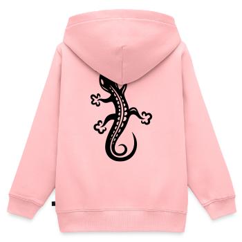 Echse, Eidechse - Kinder Premium Organic Zip Hoodie - Rosa - Hinten - AI Model Kid Female (0cm)