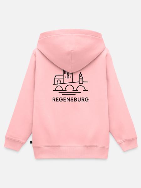 Regensburg Skyline Silhouette - Kinder Premium Organic Zip Hoodie - Rosa