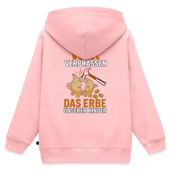 Wir verprassen das Erbe unserer Kinder - Kinder Premium Organic Zip Hoodie - Rosa - Hinten - AI Model Kid Female (0cm)