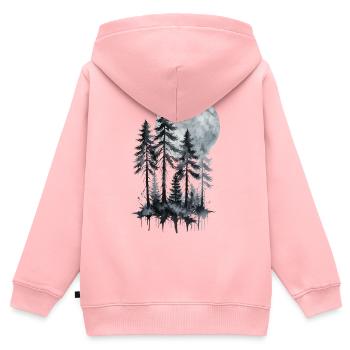 Mondschein Wald Aquarell Silhouette - Kinder Premium Organic Zip Hoodie - Rosa - Hinten - AI Model Kid Female (0cm)