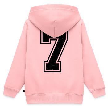Grunge Sieben Zahl mit zerkratzter Textur - Kinder Premium Organic Zip Hoodie - Rosa - Hinten - AI Model Kid Female (0cm)