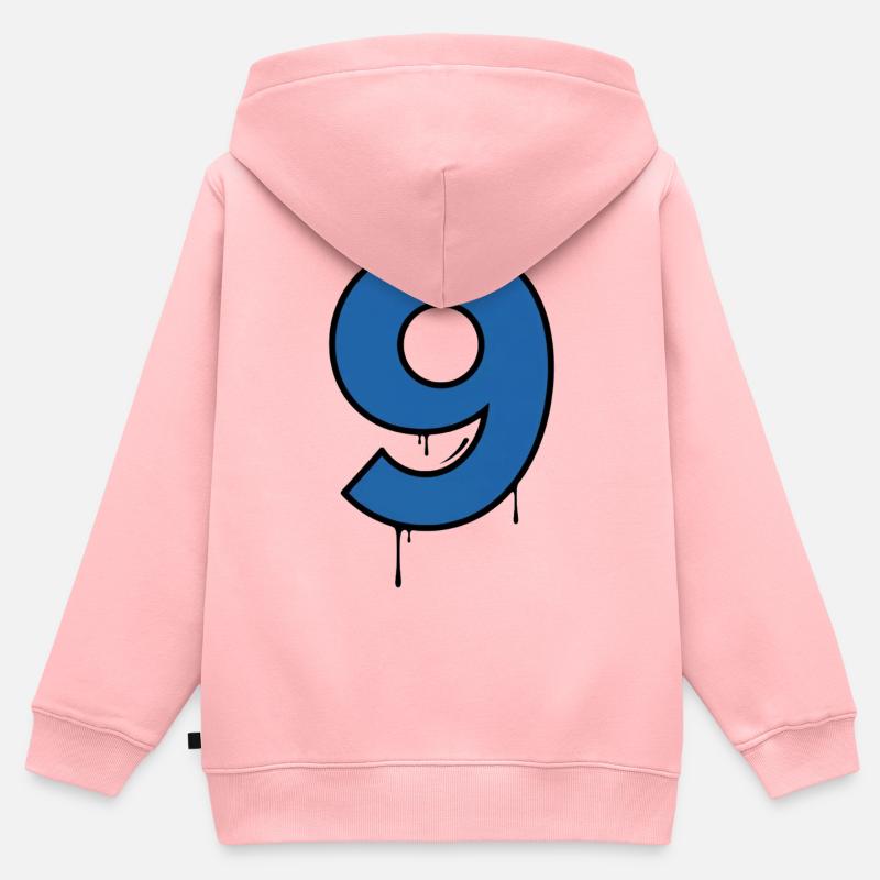 Graffiti Chiffre Neuf Goutte Bleue - Sweat Premium à capuche zippé enfant bio - rose