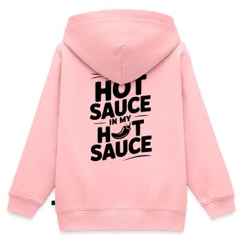 Ich habe scharfe Soße in meine scharfe Soße gegeben - Kinder Premium Organic Zip Hoodie - Rosa - Hinten - AI Model Kid Female (0cm)
