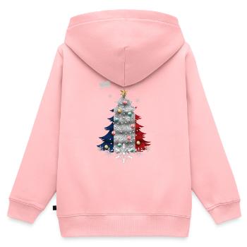 Sapin de Noël avec drapeau de la France - Sweat Premium à capuche zippé enfant bio - rose - Dos - AI Model Kid Female (0cm)