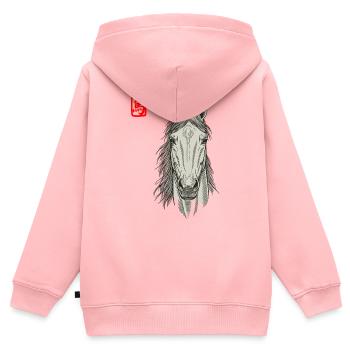 Pferd Asiatisch - Kinder Premium Organic Zip Hoodie - Rosa - Hinten - AI Model Kid Female (0cm)