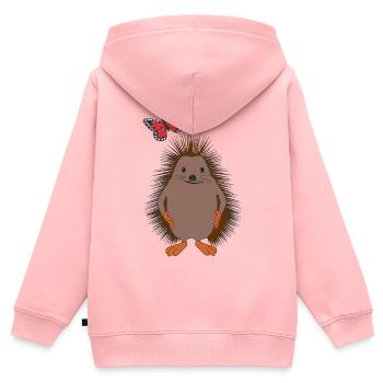 Doux hérisson & papillon – Gentillesse - Sweat Premium à capuche zippé enfant bio - rose - Dos - AI Model Kid Female (0cm)