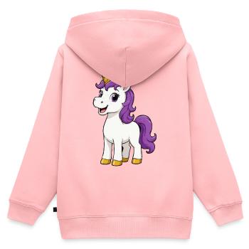 Unicorn mit lila Mähne - Kinder Premium Organic Zip Hoodie - Rosa - Hinten - AI Model Kid Female (0cm)