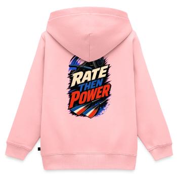 RATE THEN POWER - Kinder Premium Organic Zip Hoodie - Rosa - Hinten - AI Model Kid Female (0cm)