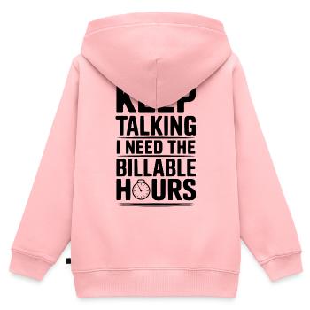 Reden Sie weiter, ich brauche die abrechenbaren Stunden - Kinder Premium Organic Zip Hoodie - Rosa - Hinten - AI Model Kid Female (0cm)