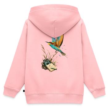 Farbenfrohe Schwalben-Entdecker - Kinder Premium Organic Zip Hoodie - Rosa - Hinten - AI Model Kid Female (0cm)