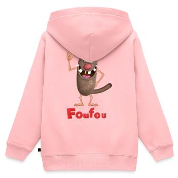 Foufou Superstar - Kinder Premium Organic Zip Hoodie - Rosa - Hinten - AI Model Kid Female (0cm)