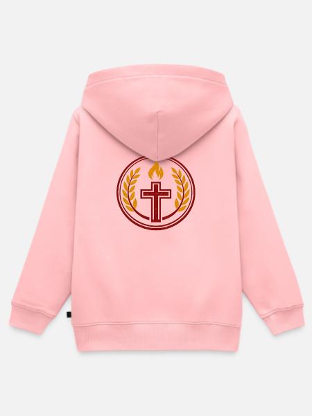 Flammenkreuz im Lorbeerkranz - Kinder Premium Organic Zip Hoodie - Rosa