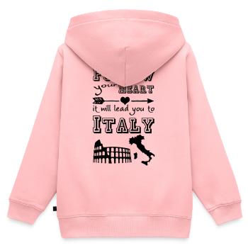 Heart leads you to Italy - Kids Premium Organic Zip-up Hoodie - rose - Back - AI Model Kid Female (0cm)