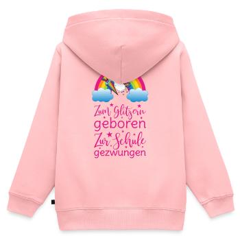 Unicorn Born to Sparkle Forced to Go to School - Kids Premium Organic Zip-up Hoodie - rose - Back - AI Model Kid Female (0cm)