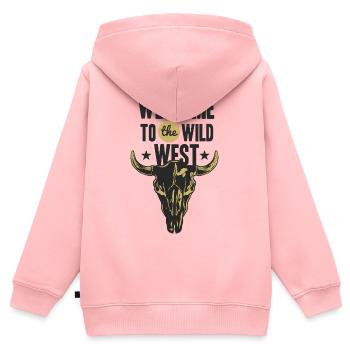 Ouest sauvage Ouest - Sweat Premium à capuche zippé enfant bio - rose - Dos - AI Model Kid Female (0cm)