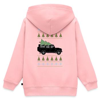 Defender 110 Black Christmas Light - Sweat Premium à capuche zippé enfant bio - rose - Dos - AI Model Kid Female (0cm)
