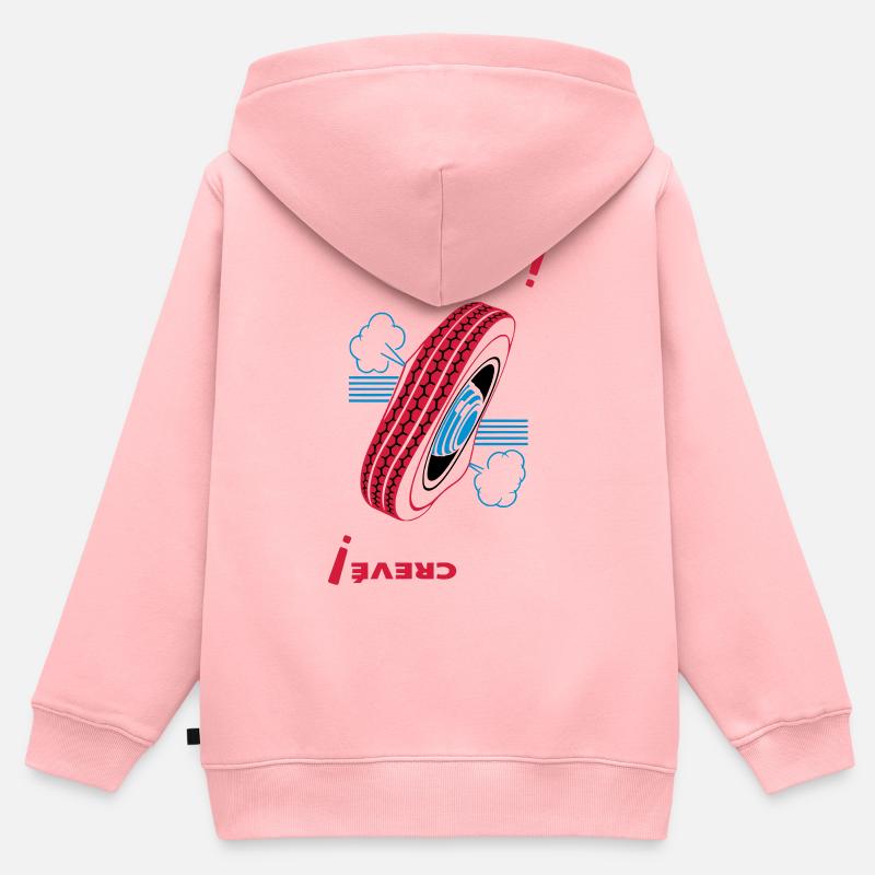 Crevé ! - Sweat Premium à capuche zippé enfant bio - rose