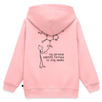 WISSENSCHAFT, UM WACH ZU BLEIBEN - Kinder Premium Organic Zip Hoodie - Rosa - Hinten - AI Model Kid Female (0cm)