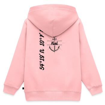 Kiel coordonne Design Maritim - Sweat Premium à capuche zippé enfant bio - rose - Dos - AI Model Kid Female (0cm)