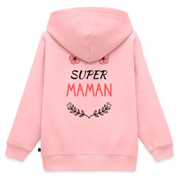 FÊTE DES MÈRES. BONNE FÊTE MAMAN. MAMAN - Sweat Premium à capuche zippé enfant bio - rose - Dos - AI Model Kid Female (0cm)