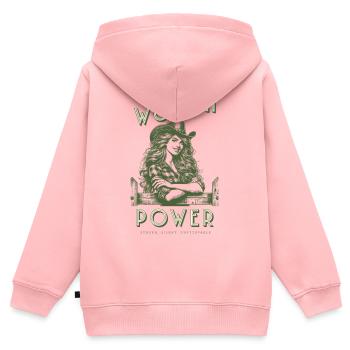 Woman Power – Stark. Still. Unaufhaltbar - Kinder Premium Organic Zip Hoodie - Rosa - Hinten - AI Model Kid Female (0cm)