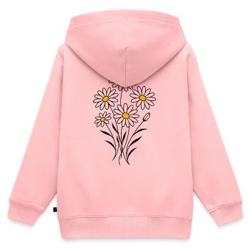 Strauß Mageriten - Daisy - Butterblume  - Kinder Premium Organic Zip Hoodie - Rosa - Hinten - AI Model Kid Female (0cm)