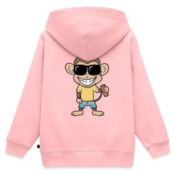 Urlaubs-Affe mit Drink - Kinder Premium Organic Zip Hoodie - Rosa - Hinten - AI Model Kid Female (0cm)