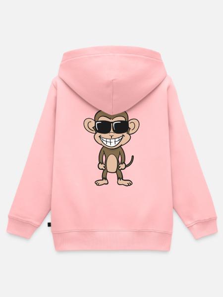 Cooler Affe mit Sonnenbrille - Kinder Premium Organic Zip Hoodie - Rosa