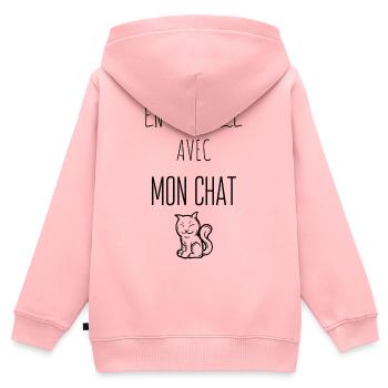 in einer Beziehung mit meiner Katze - Kinder Premium Organic Zip Hoodie - Rosa - Hinten - AI Model Kid Female (0cm)