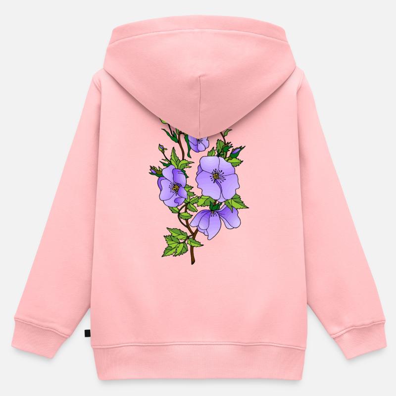 Fleur - Sweat Premium à capuche zippé enfant bio - rose