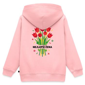 Nejlepší Žena Tulpen Strauß - Kinder Premium Organic Zip Hoodie - Rosa - Hinten - AI Model Kid Female (0cm)