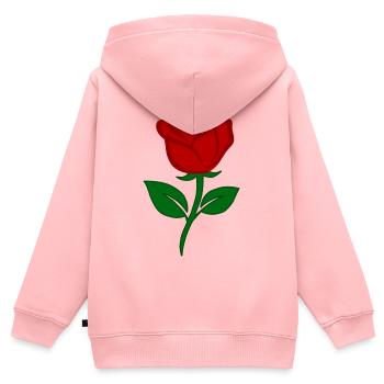 Rote Rose - Kinder Premium Organic Zip Hoodie - Rosa - Hinten - AI Model Kid Female (0cm)