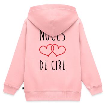 Noces de cire 4 ans de mariage - Sweat Premium à capuche zippé enfant bio - rose - Dos - AI Model Kid Female (0cm)